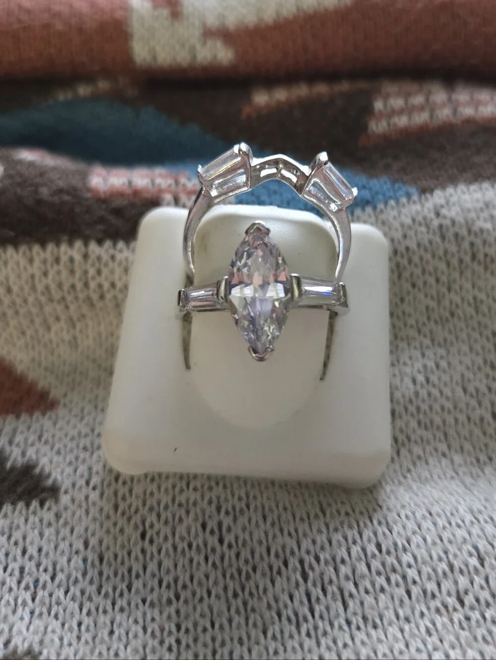 Marquise-Cut Clear Cz Wedding Set Ring in Silver